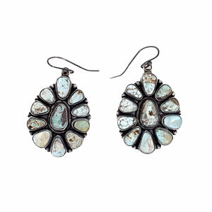 Native American Earrings - Navajo Dry Creek Turquoise Clusters Dangle French Hook Earrings -Anthony Skeet - Native American