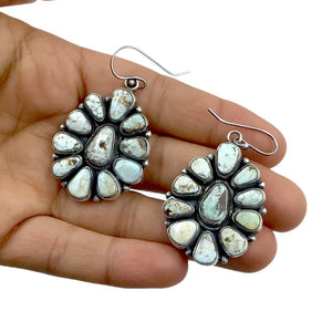 Native American Earrings - Navajo Dry Creek Turquoise Clusters Dangle French Hook Earrings -Anthony Skeet - Native American