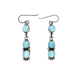 Native American Earrings - Navajo Dry Creek Turquoise Dangle French Hook E.arrings -Eleanor Largo - Native American