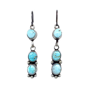 Native American Earrings - Navajo Dry Creek Turquoise Dangle French Hook E.arrings -Eleanor Largo - Native American