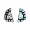 Native American Earrings - Navajo Dry Creek Turquoise Half Cluster Triangle Post Earrings -Anthony Skeet - Native American