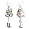 Native American Earrings - Navajo Eagle Feather Turquoise Sterling Silver & 12k Gold Fill Dangle Earrings