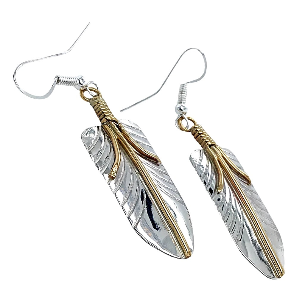 Handmade Brass Feather Earrings | Boho Accessories | CARAUCCI