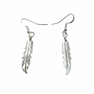 Native American Earrings - Navajo Feather Sterling Silver Dangle Earrings - Barney - Native American