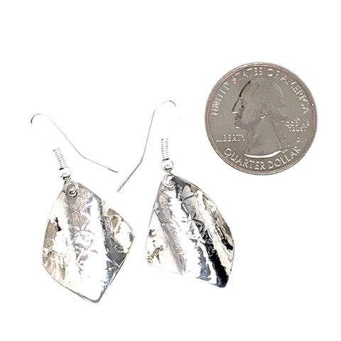 Image of Native American Earrings - Navajo Hand Stamped Sterling Silver Dangle Earrings