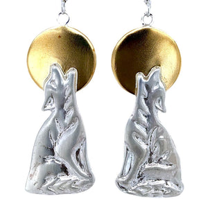 Native American Earrings - Navajo Howling Wolf 12K Gold Fill Dangle Earrings