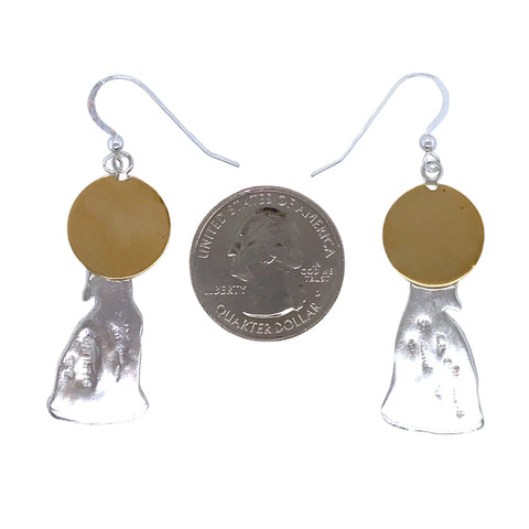 Image of Native American Earrings - Navajo Howling Wolf 12K Gold Fill Dangle Earrings