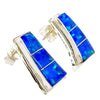 Native American Earrings - Navajo Inlaid Created Opal Sterling Post Earrings - Nathaniel Johnson