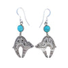 Native American Earrings - Navajo Kingman Turquoise Sterling Silver Bear Dangle Earrings - T. Hasteen - Native American