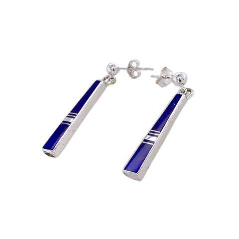 Image of Native American Earrings - Navajo Lapis Inlay Post Dangle Earrings - Rick Tolino - Native American