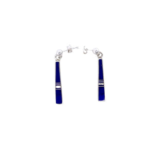 Native American Earrings - Navajo Lapis Inlay Post Dangle Earrings - Rick Tolino - Native American