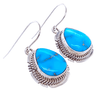 Native American Earrings - Navajo Large Deep Blue Sonoran Turquoise Teardrop Earrings