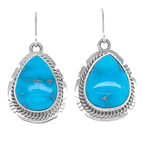 Image of Native American Earrings - Navajo Large Deep Blue Sonoran Turquoise Teardrop Earrings
