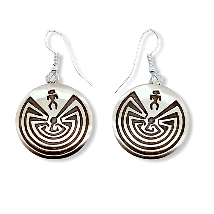 Native American Earrings - Navajo Man In The Maze Earrings - Stanley Gene