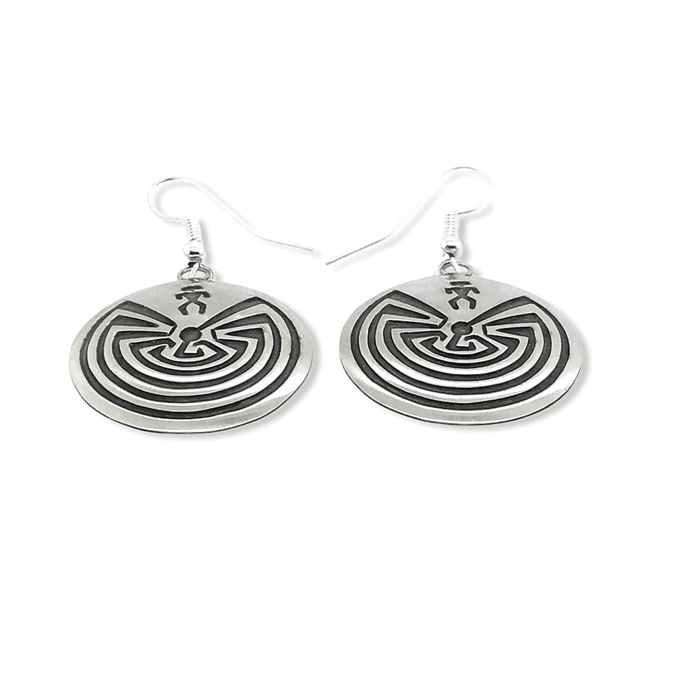 Native American Earrings - Navajo Man In The Maze Earrings - Stanley Gene