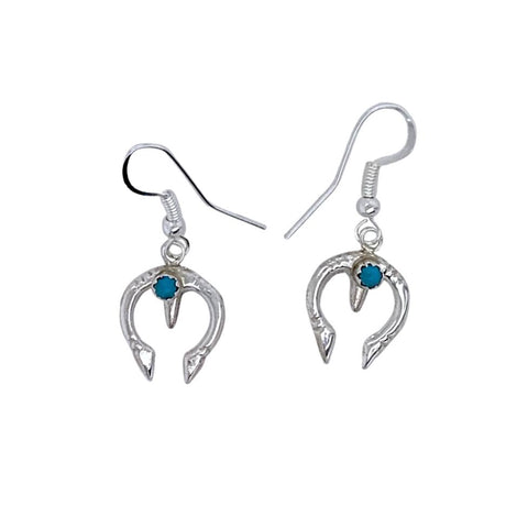 Image of Native American Earrings - Navajo Mini Naja Turquoise Sterling Silver Earrings - Native American