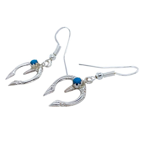 Image of Native American Earrings - Navajo Mini Naja Turquoise Sterling Silver Earrings - Native American