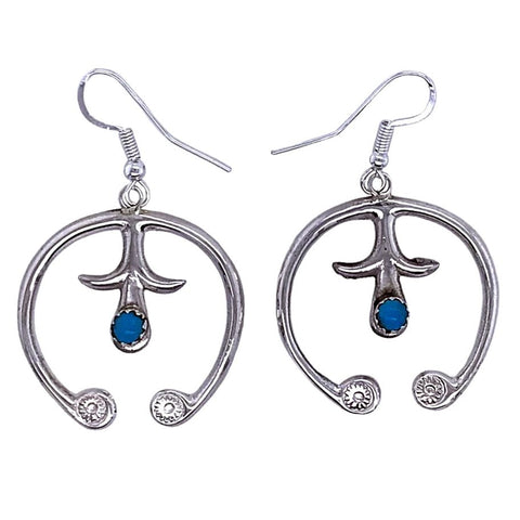 Image of Native American Earrings - Navajo Naja Kingman Turquoise Sterling Silver Earrings