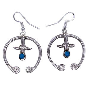 Native American Earrings - Navajo Naja Kingman Turquoise Sterling Silver Earrings