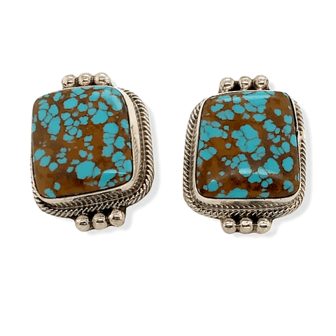 Image of Native American Earrings - Navajo Number 8 Turquoise Earrings -Sheila Becenti