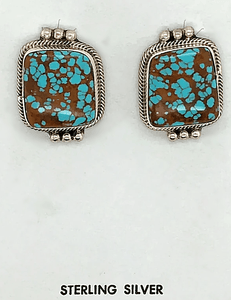 Native American Earrings - Navajo Number 8 Turquoise Earrings -Sheila Becenti