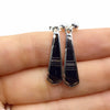 Native American Earrings - Navajo Onyx Sterling Silver Inlay Dangle Earrings - Rick Tolino - Native American