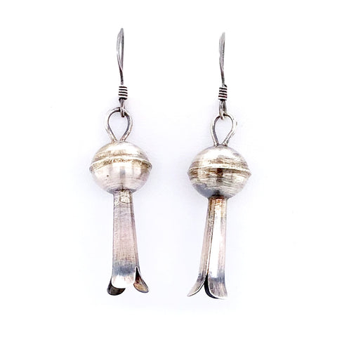 Image of Native American Earrings - Navajo Oxidized Sterling Silver Blossom Dangle Earrings