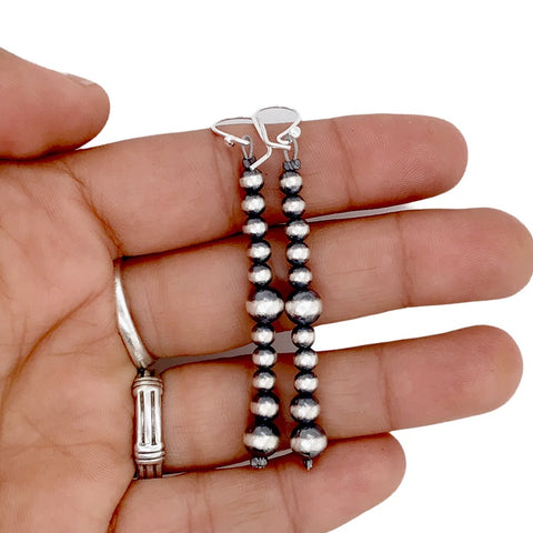 Image of Native American Earrings - Navajo Pearls Beaded Row Drop Dangle Earrings - Native American