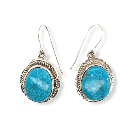 Image of Native American Earrings - Navajo Round Kingman Turquoise Earrings