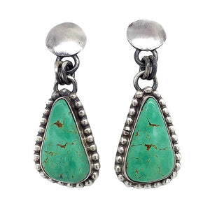 Native American Earrings - Navajo Royston Turquoise Sterling Silver Dangle Earrings- Sheila Becenti