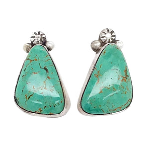 Native American Earrings - Navajo Royston Turquoise Sterling Silver Post Earrings- Randy Billy