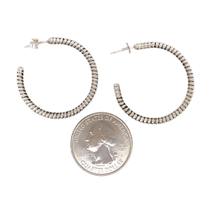 Native American Earrings - Navajo Silver Scales Hoop Earrings
