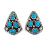 Native American Earrings - Navajo Sleeping Beauty Turquoise Cluster Sterling Silver Post Earrings- M. Chee