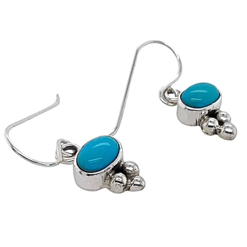 Image of Native American Earrings - Navajo Sleeping Beauty Turquoise Dainty Dangle Earrings- Shirley Henry