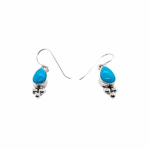 Native American Earrings - Navajo Sleeping Beauty Turquoise Teardrop Dainty Dangle Earrings- Shirley Henry - Native American