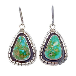 Native American Earrings - Navajo Sonoran Gold Turquoise Earrings - Esther Spencer
