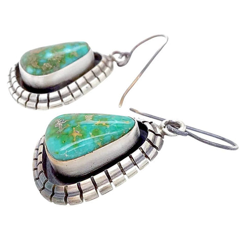 Image of Native American Earrings - Navajo Sonoran Gold Turquoise Earrings - Esther Spencer