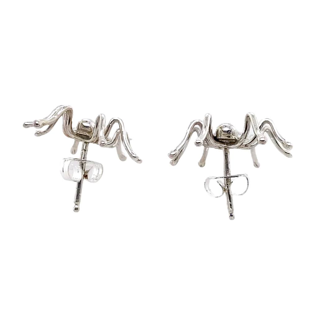 Native American Earrings - Navajo Spider Sterling Stud Earrings - Effie Spencer