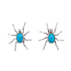 Native American Earrings - Navajo Spider Turquoise Sterling Silver Stud Earrings - A. Spencer - Native American