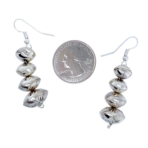 Image of Native American Earrings - Navajo Stamped Sterling Silver Dangle Earrings