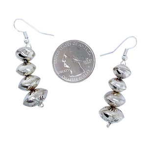 Native American Earrings - Navajo Stamped Sterling Silver Dangle Earrings