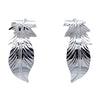 Native American Earrings - Navajo Sterling Feather Hoop Earrings - Barney - Native American