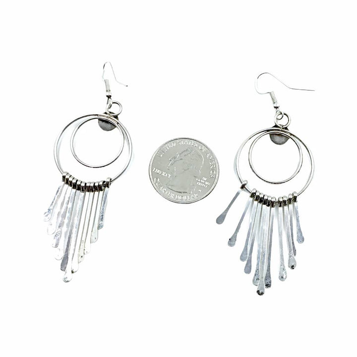 Native American Earrings - Navajo Sterling Silver Bead Chandelier Dangle Earrings - Native American