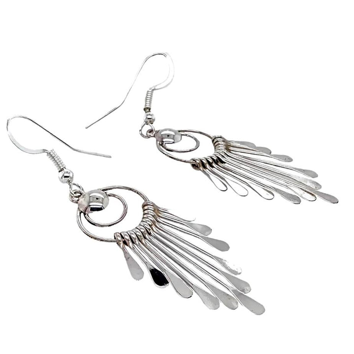 Native American Earrings - Navajo Sterling Silver Chandelier Dangle Earrings