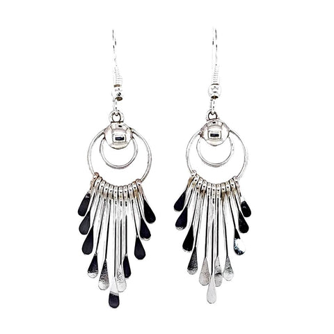 Image of Native American Earrings - Navajo Sterling Silver Chandelier Dangle Earrings