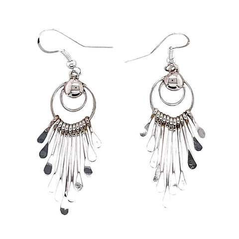 Image of Native American Earrings - Navajo Sterling Silver Chandelier Dangle Earrings