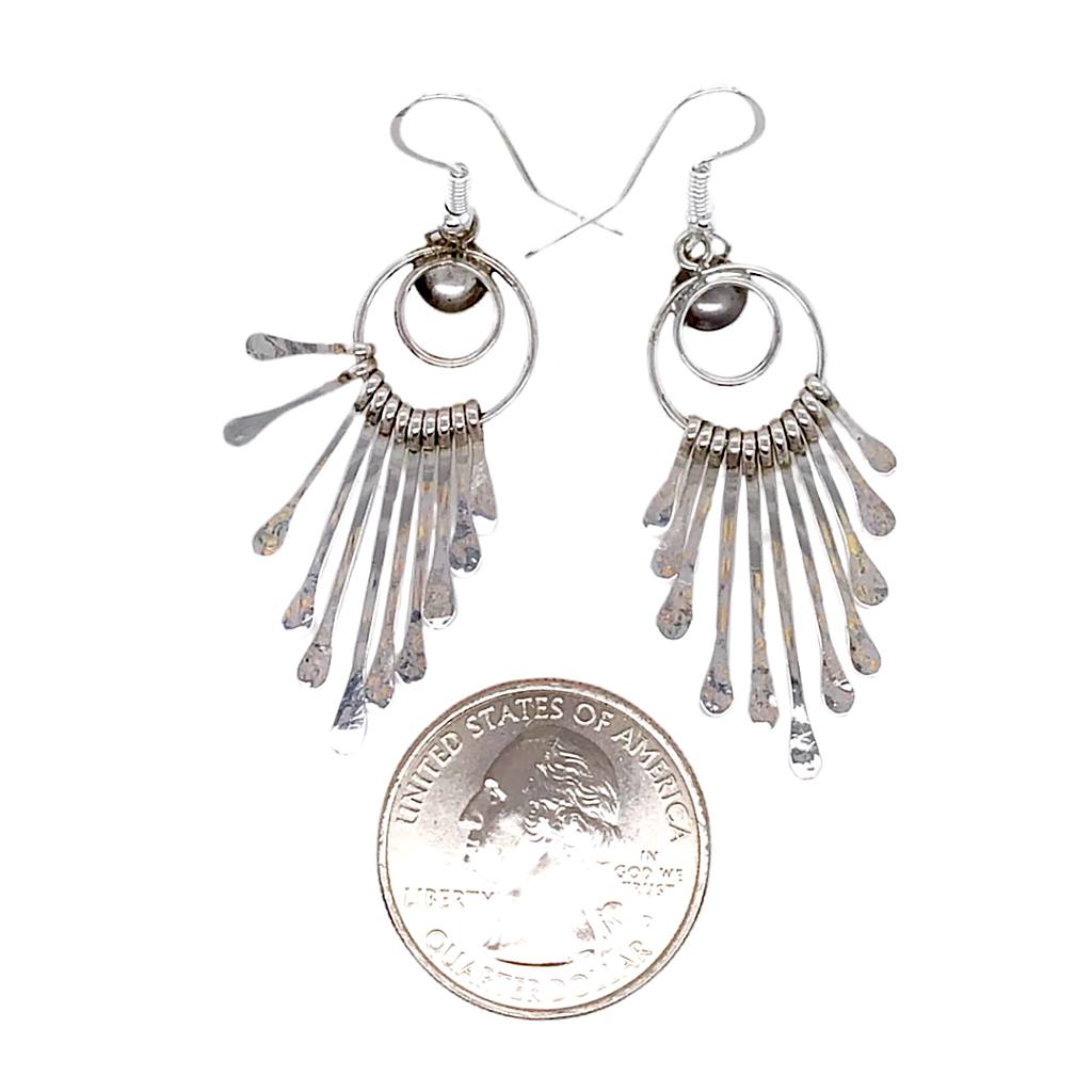 Native American Earrings - Navajo Sterling Silver Chandelier Dangle Earrings