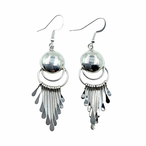 Image of Native American Earrings - Navajo Sterling Silver Chandelier Dangle Earrings - Paula Armstrong - Native American