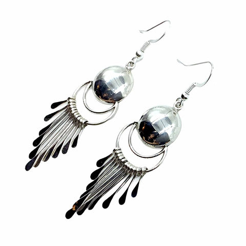 Image of Native American Earrings - Navajo Sterling Silver Chandelier Dangle Earrings - Paula Armstrong - Native American