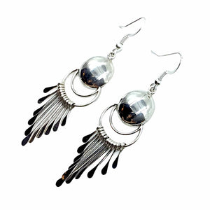 Native American Earrings - Navajo Sterling Silver Chandelier Dangle Earrings - Paula Armstrong - Native American